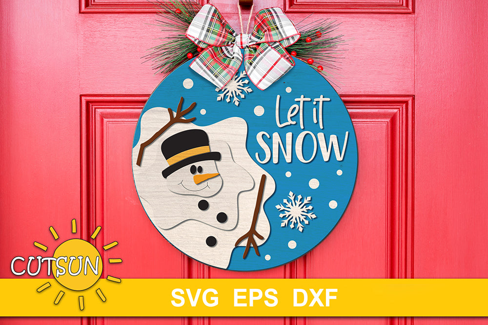 Melted snowman door hanger svg