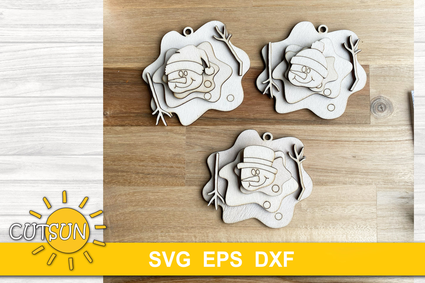 Melted snowmen ornaments SVG digital download