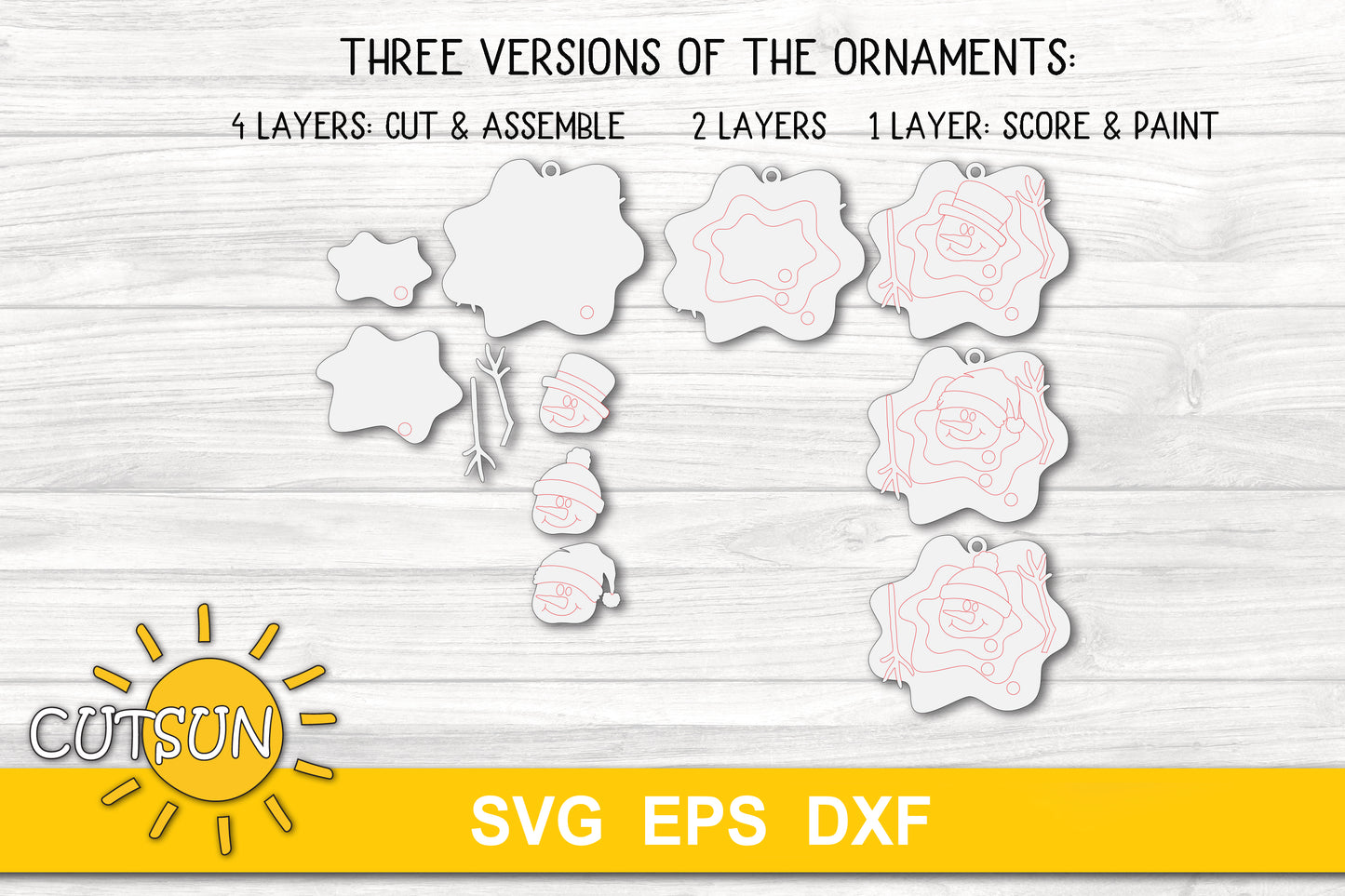 Melted snowmen ornaments SVG digital download
