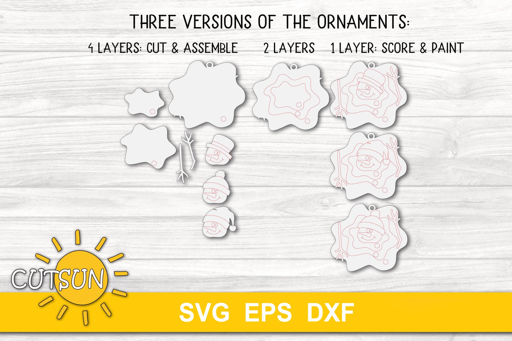 Melted snowmen ornaments SVG digital download