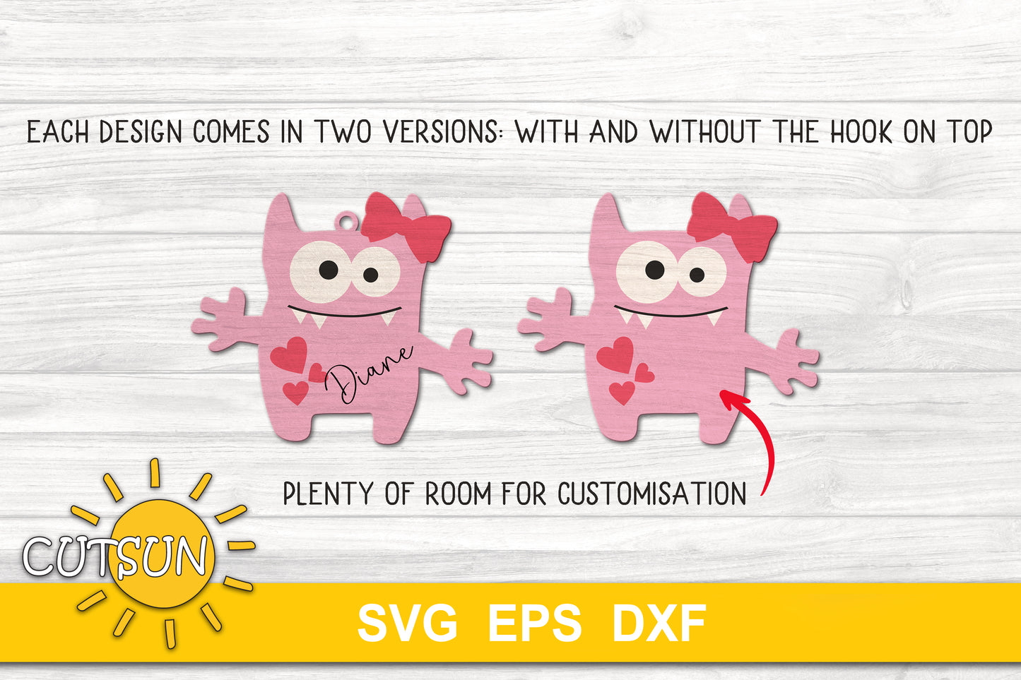 Cute Monsters ornaments SVG Bundle | Cute monsters charms / magnets SVG bundle - laser cut file