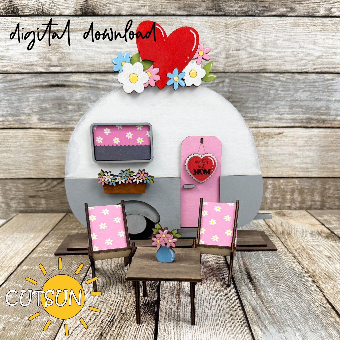 Mother's day SVG Add-on for Interchangeable camper SVG | Mothers day shelf decor Laser cut file