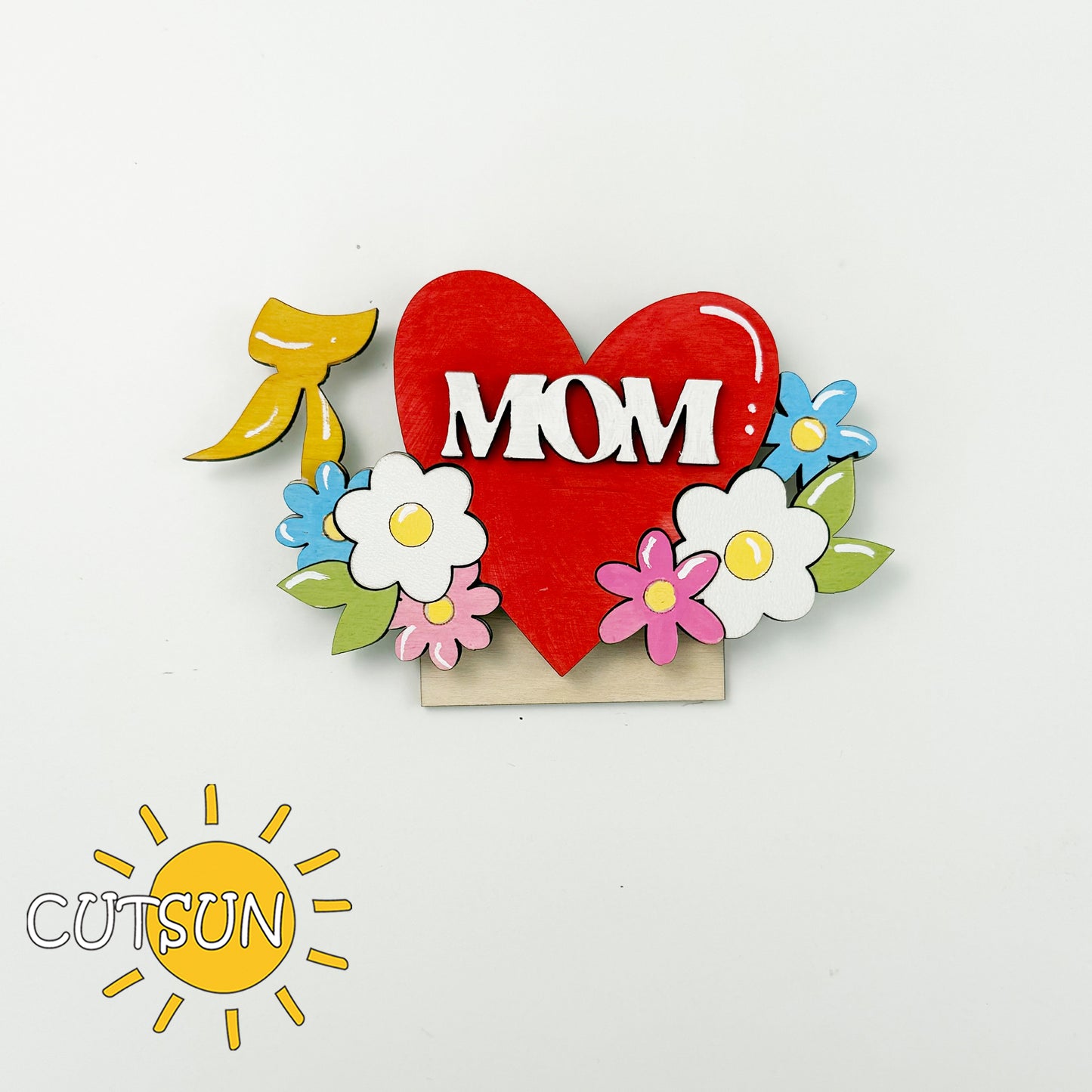 Mother’s Day Add-On for Interchangeable Goose Door Hanger | Mom Heart & Flowers SVG | Laser Cut File