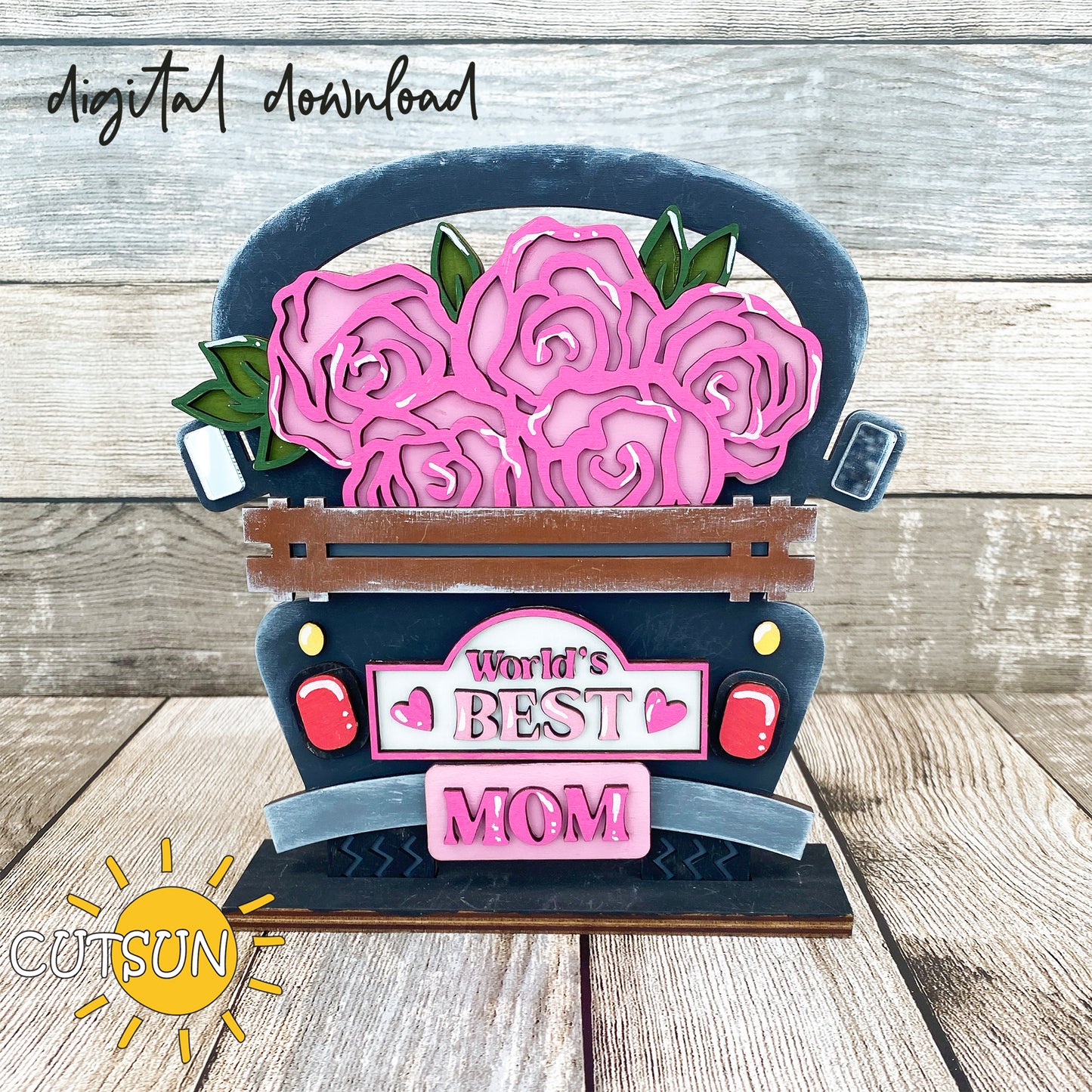 Mothers Day Add-on for the Interchangeable Truck / wheelbarrow SVG Laser cut file