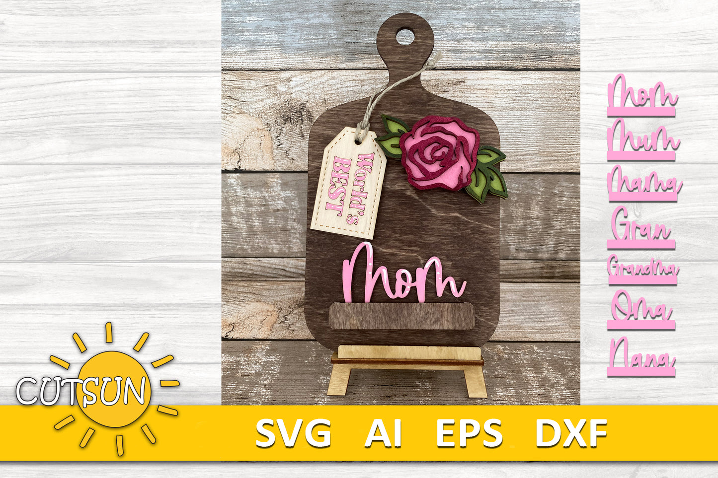 Mother's day Add-on and Interchangeable Cutting board decor SVG Glowforge SVG Laser cut file