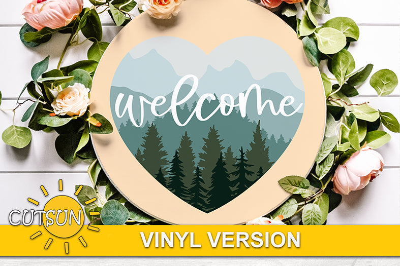 Mountains and woods heart SVG digital download for use with Cricut or Silhouette craft cutting machines