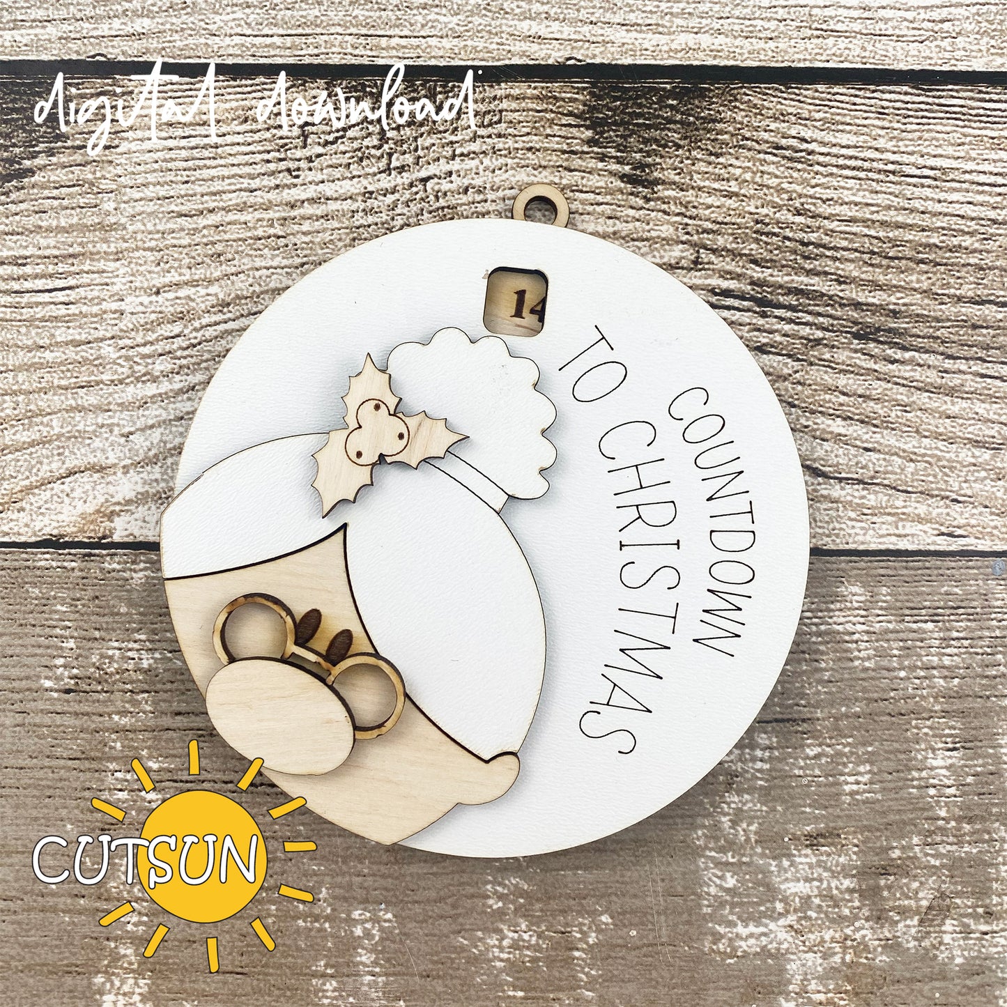 Christmas Countdown Ornament SVG | Mrs. Santa Days Until Christmas Sign | Laser Cut File Countdown to Christmas SVG