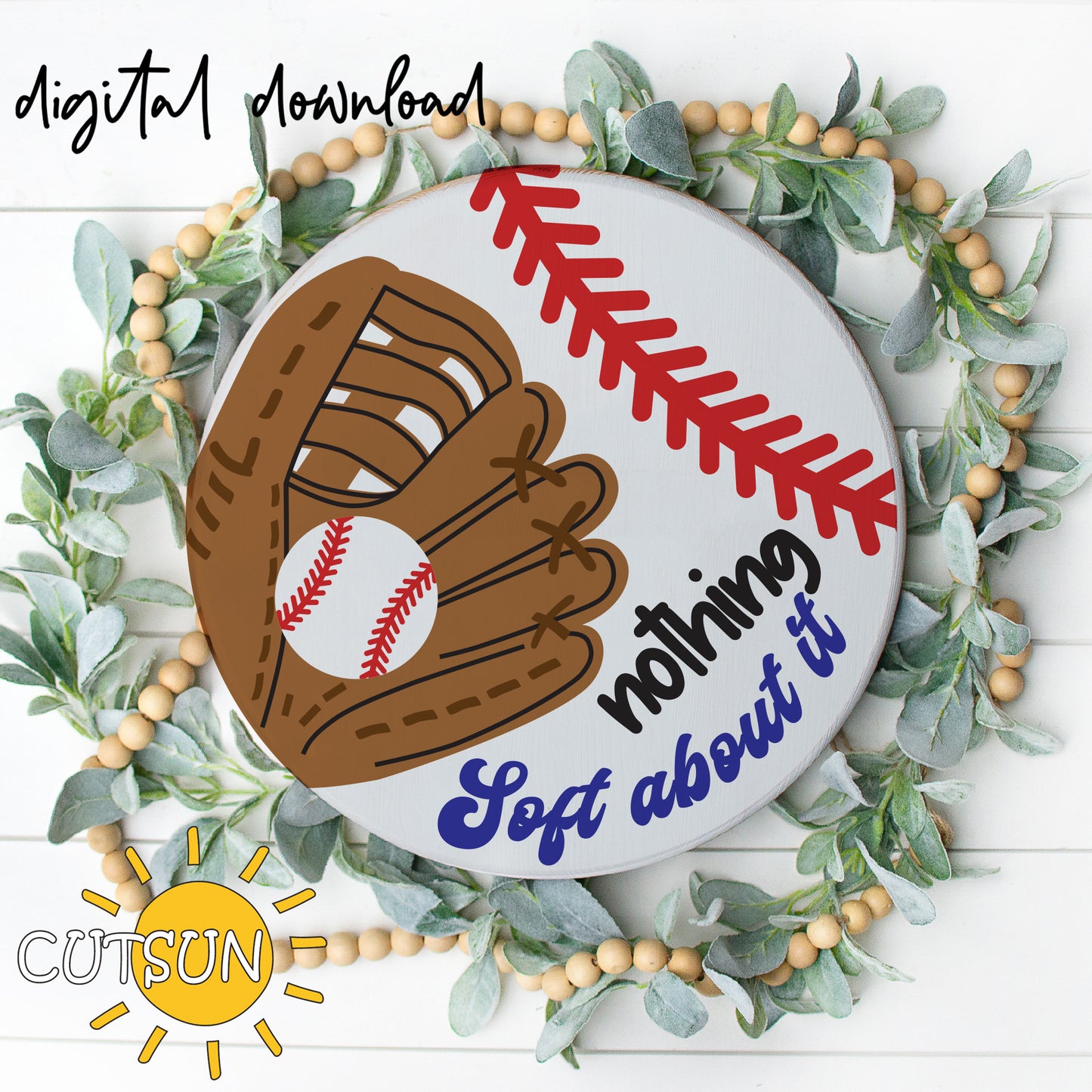 Baseball door hanger SVG Nothing soft about it svg Laser cut file Cricut SVG