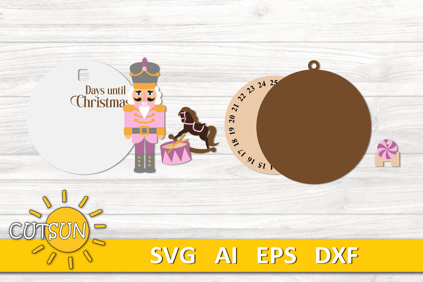 Nutcracker Countdown to Christmas Ornament SVG