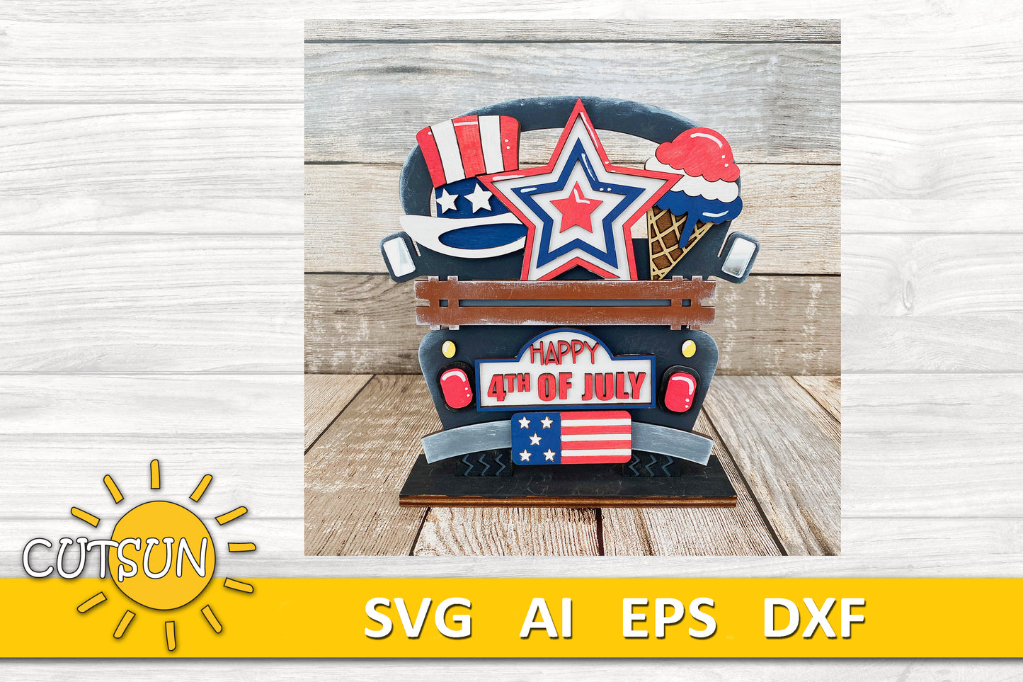 Patriotic 4th of July Add-on for the Interchangeable Truck / Wheelbarrow SVG Laser cut file