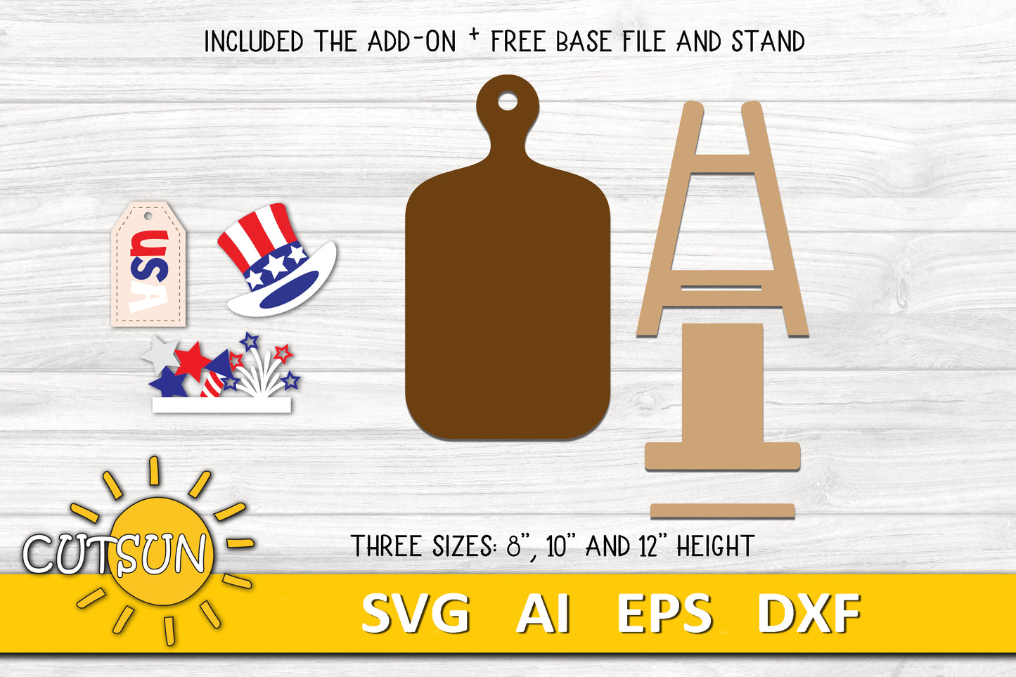 Patriotic Cutting board Add-on and Interchangeable Cutting board decor SVG Glowforge SVG Laser cut file