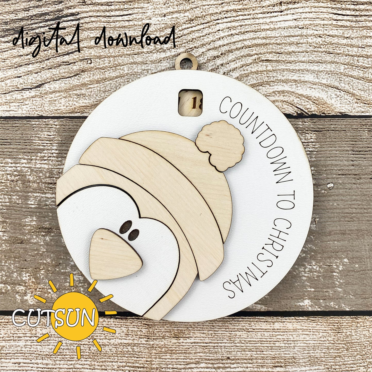 Cute Penguin Countdown to Christmas Ornament SVG