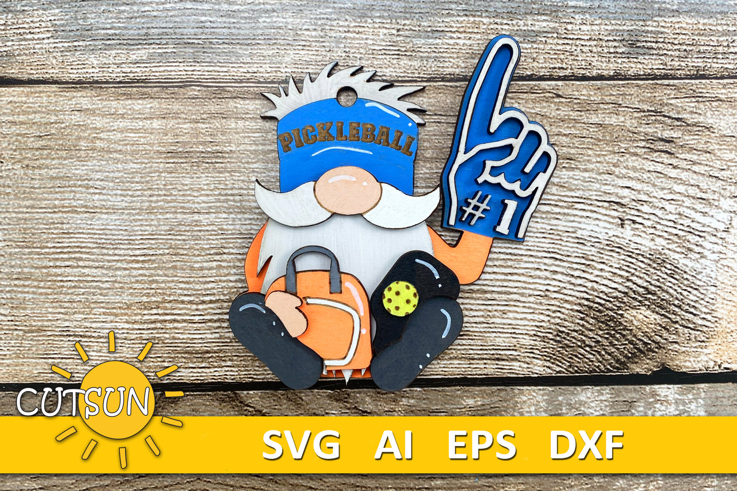 Pickleball Gnome SVG | Pickleball Ornament SVG | Car Charm SVG | Christmas Ornament Laser Cut File | Glowforge SVG