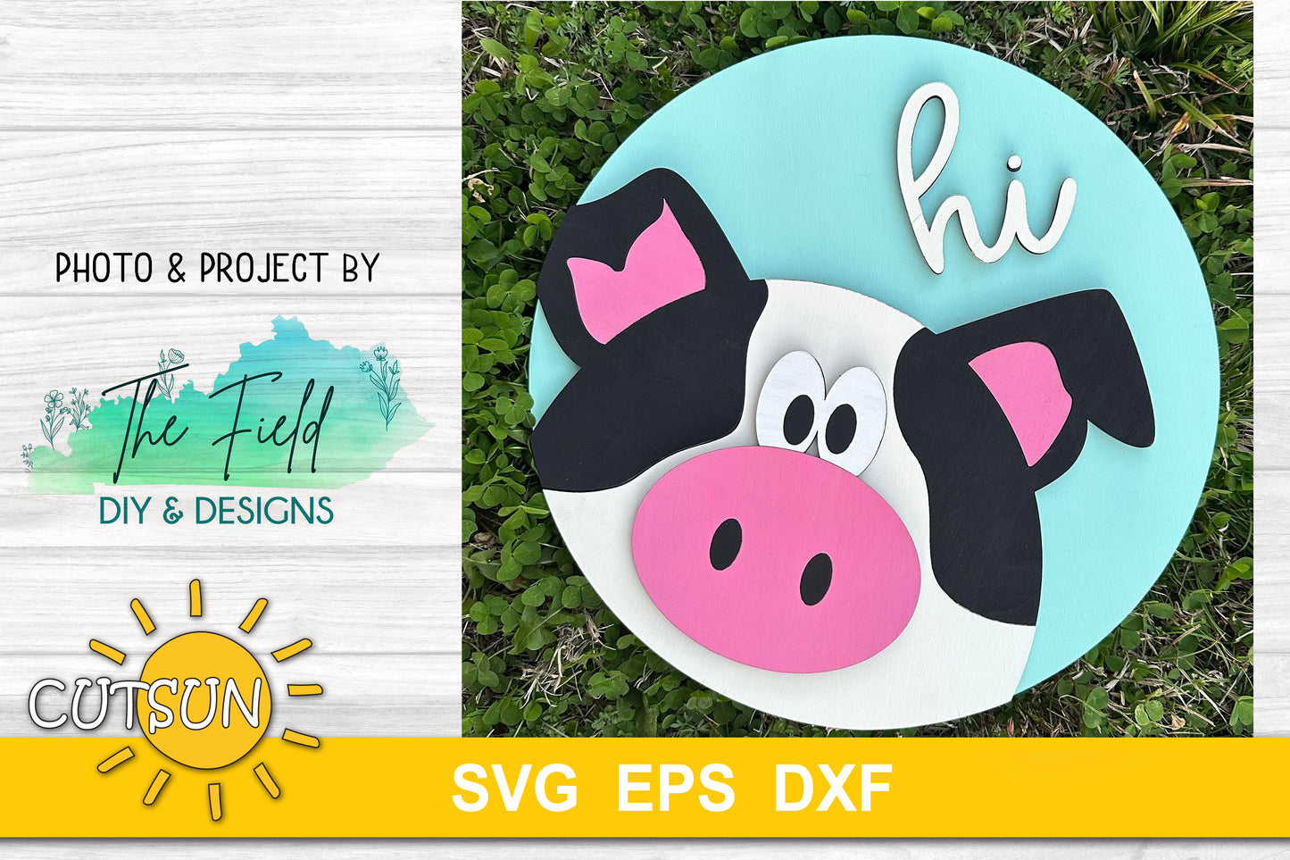 Black and white pig door hanger svg