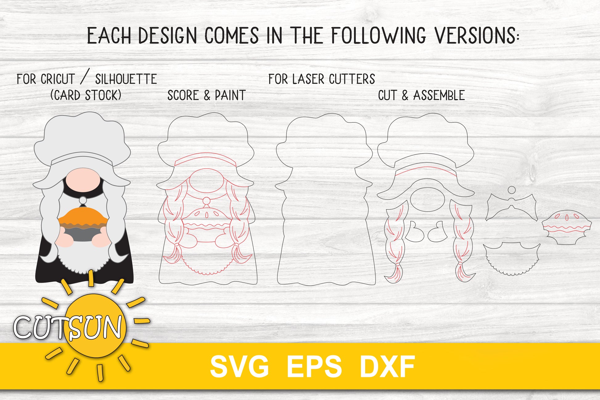 Pilgrim gnomes car charms svg bundle