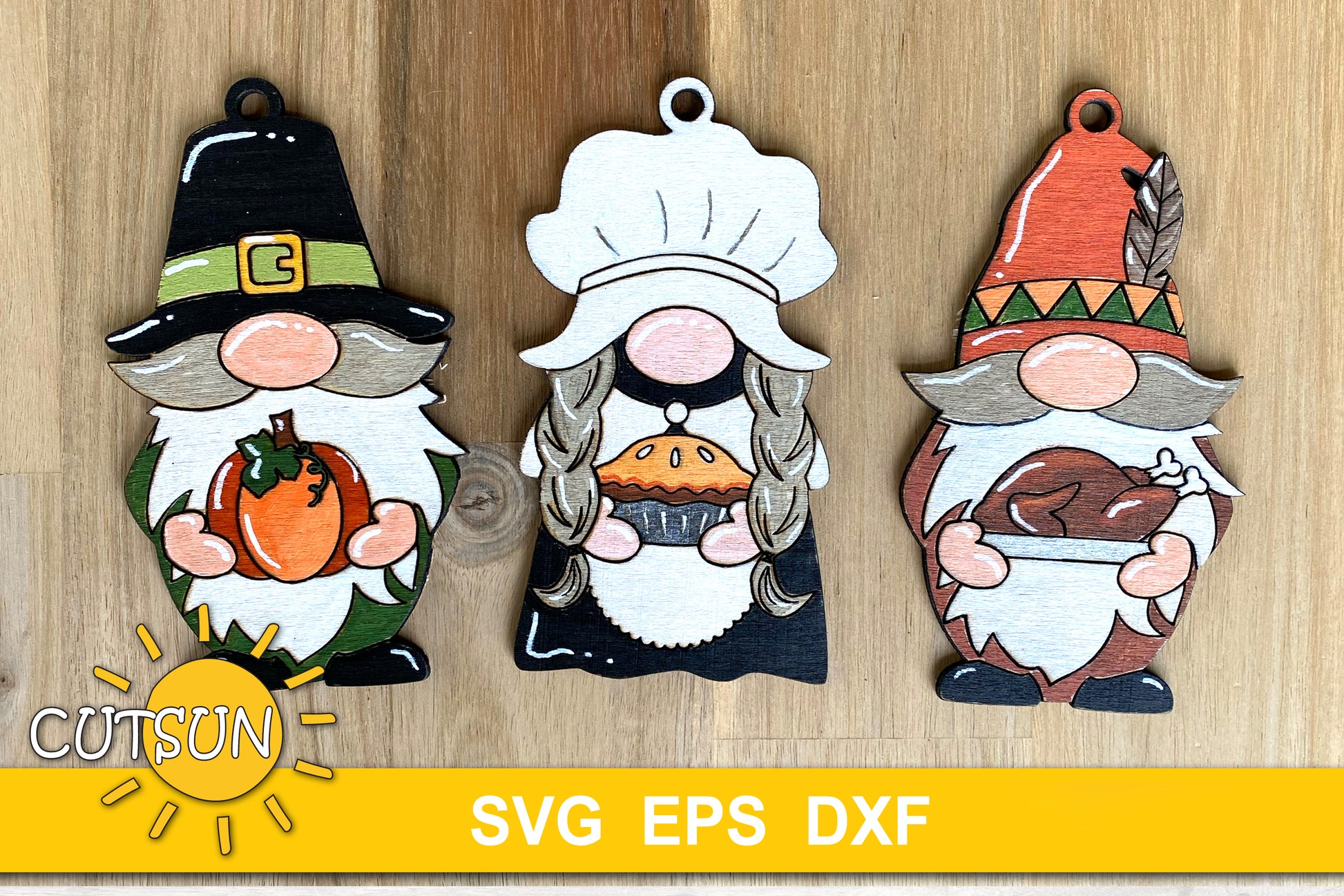 Pilgrim gnomes car charms svg bundle