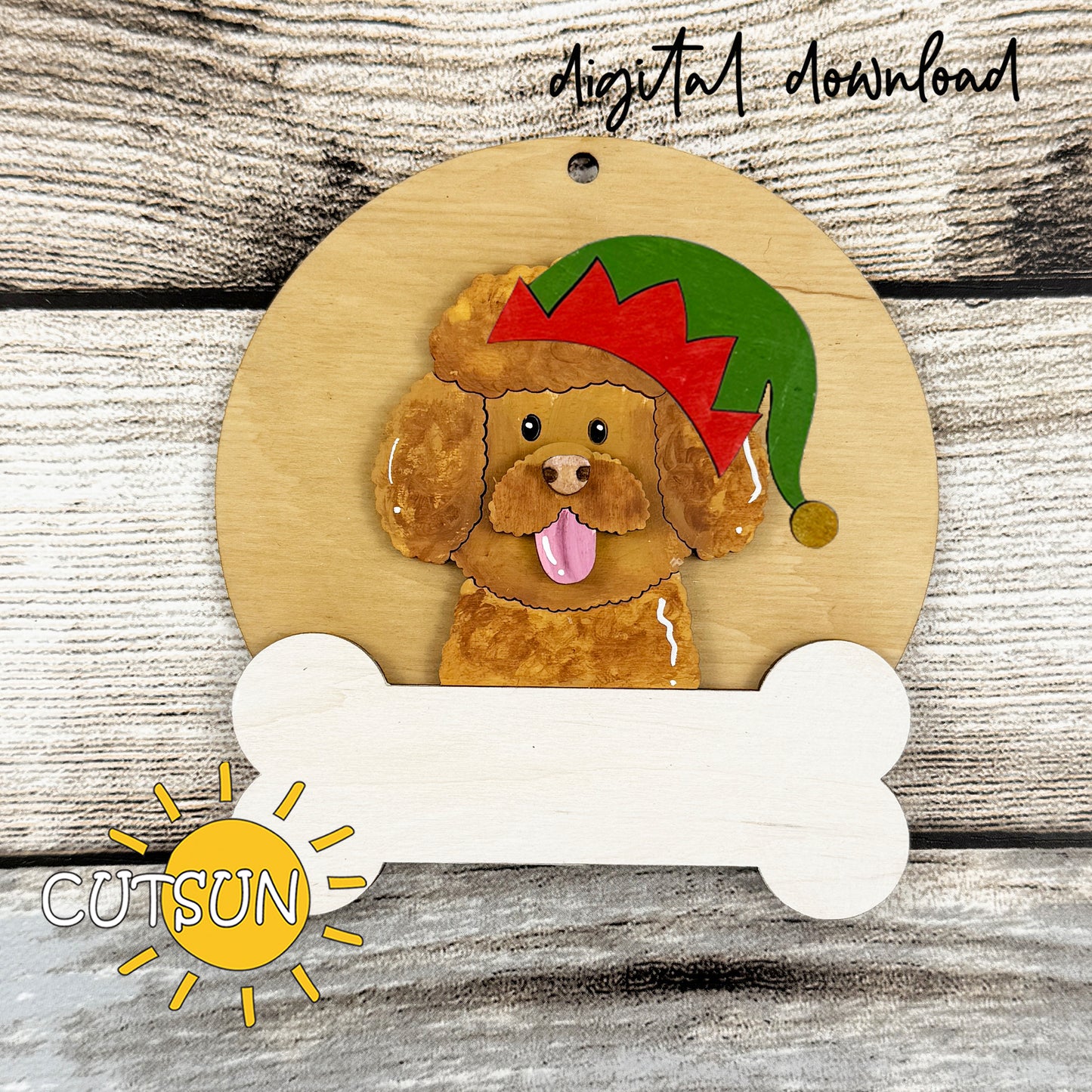 Personalized Poodle Christmas Ornament SVG | Layered Dog Ornament Laser Cut File | Holiday Pet Decoration Digital Download (Copy)