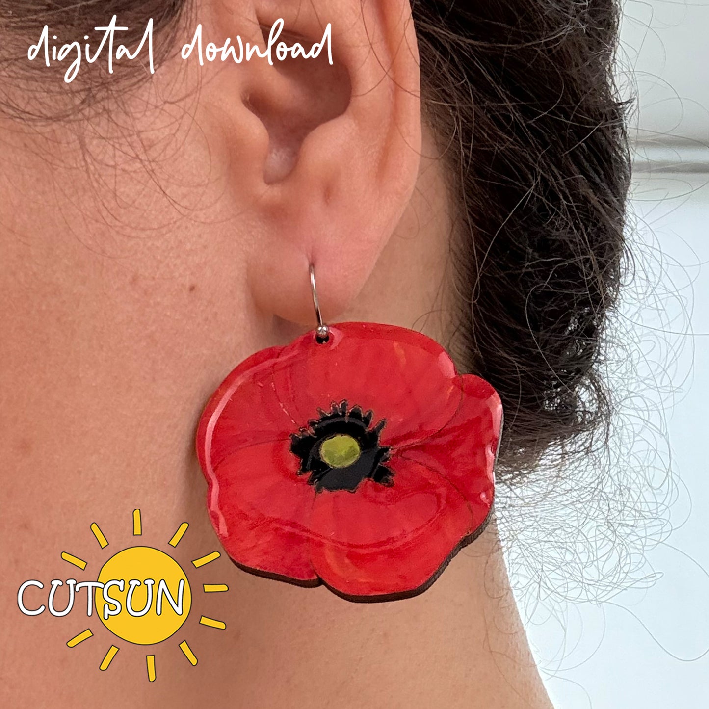 Poppy dangle earring & studs SVG | Floral Summer Earrings Svg | Laser jewelry template