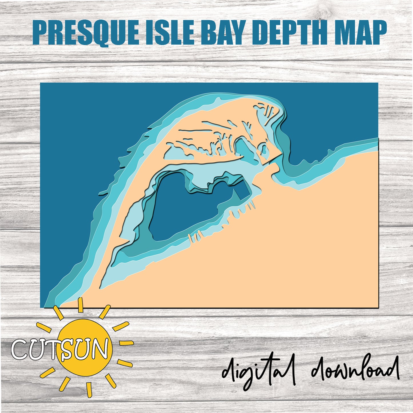 Layered Presque Isle Bay Map SVG | 5-Layer map Laser Cut File | Cricut Silhouette Glowforge SVG