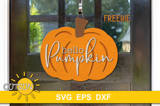 Hello Pumpkin door hanger SVG | Pumpkin door sign SVG FREEBIE