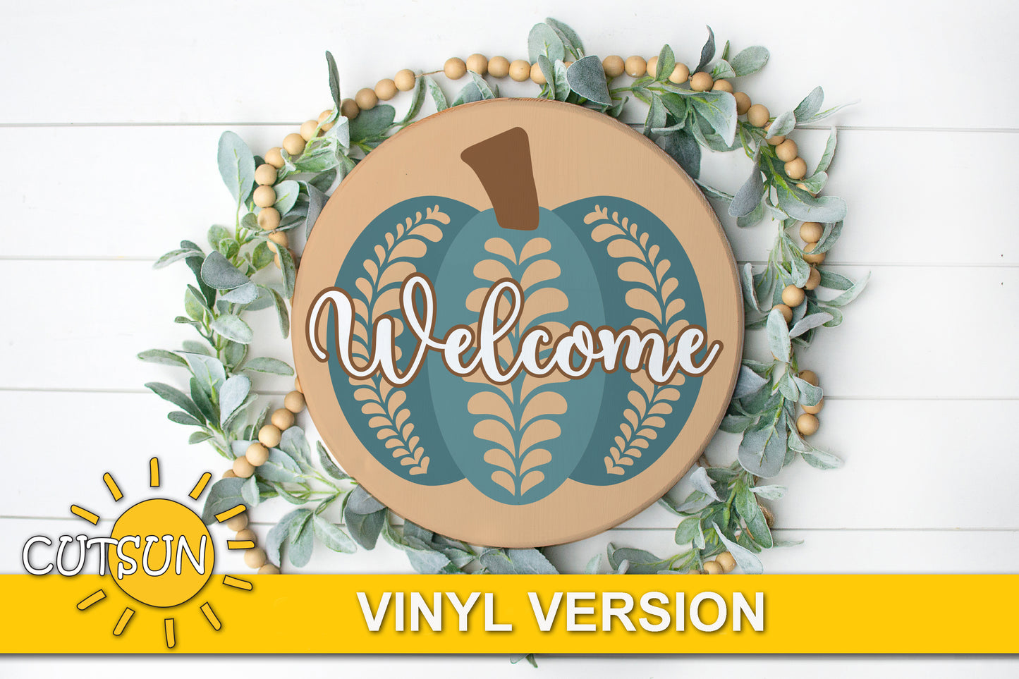 Folk art pumpkin door hanger SVG