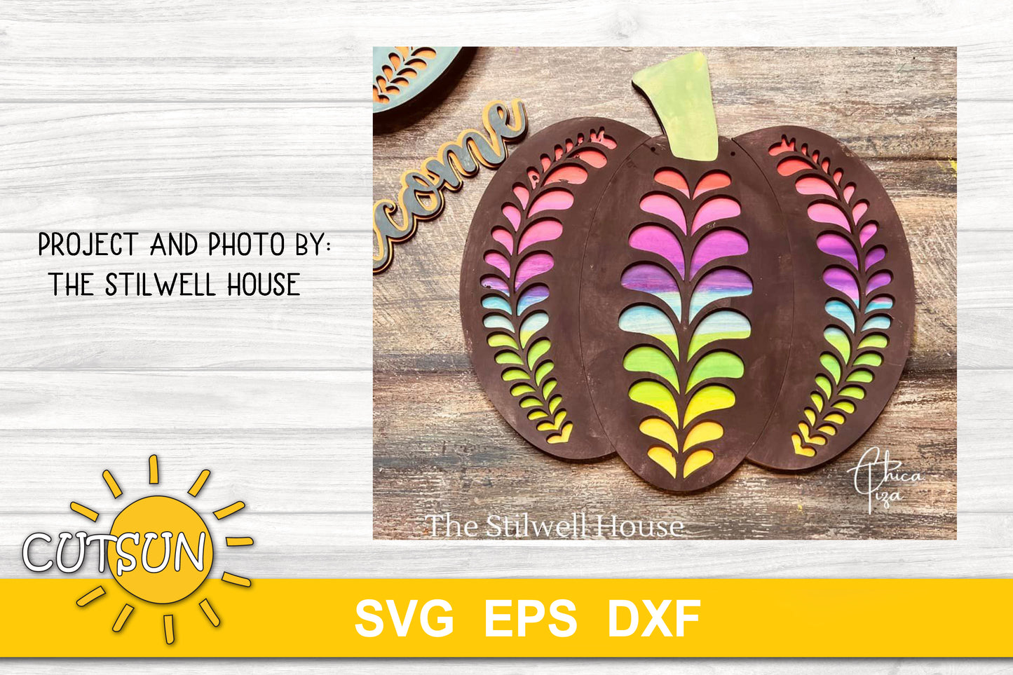 Folk art pumpkin door hanger SVG