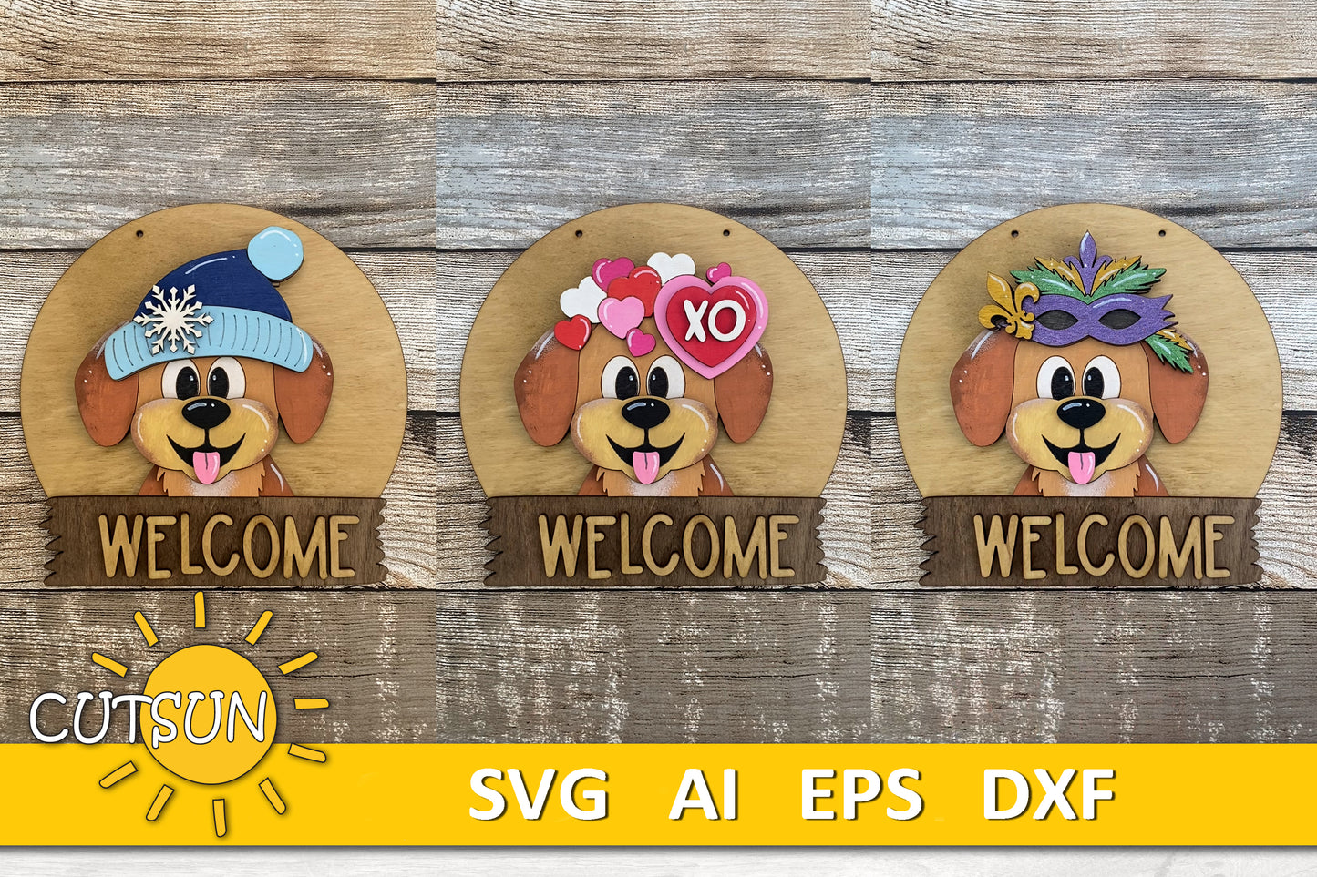 Puppy door hanger SVG Round interchangeable door sign svg Puppy svg Dog svg BASE FILE Glowforge svg Laser cut file
