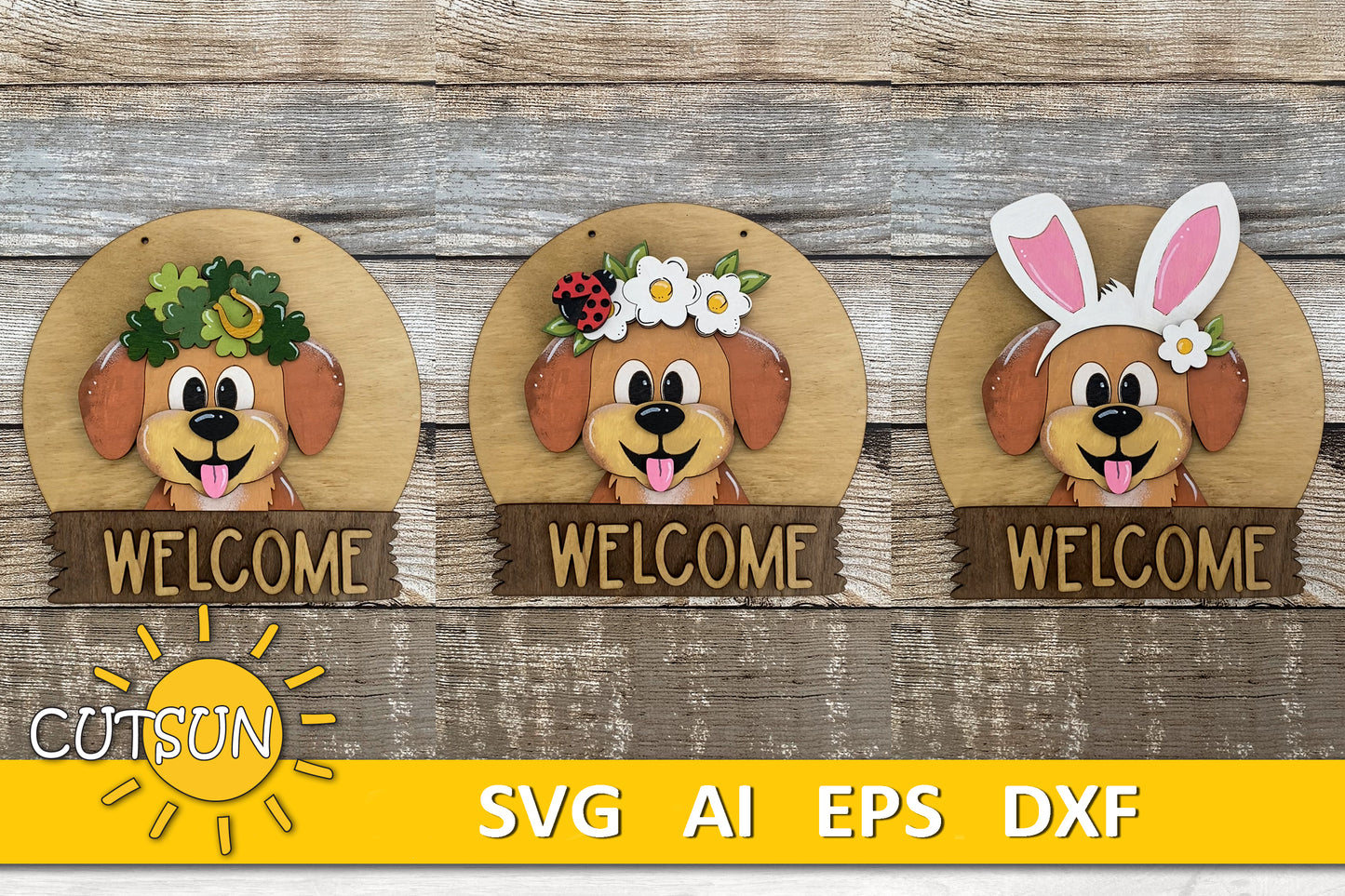 Puppy door hanger SVG Round interchangeable door sign svg Puppy svg Dog svg BASE FILE Glowforge svg Laser cut file