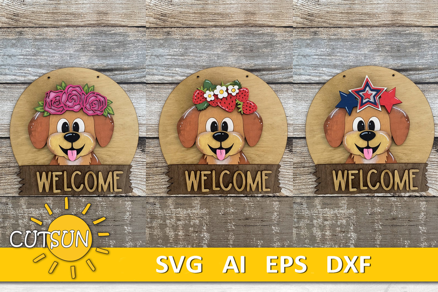 Puppy door hanger SVG Round interchangeable door sign svg Puppy svg Dog svg BASE FILE Glowforge svg Laser cut file
