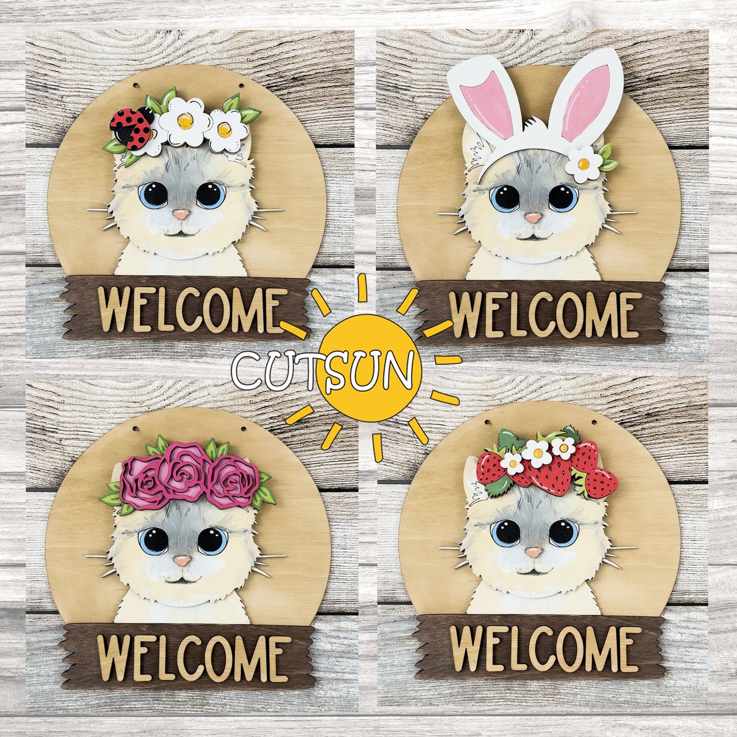 Cat door hanger | Long hair cat svg | Ragdoll Interchangeable door hanger SVG BASE FILE