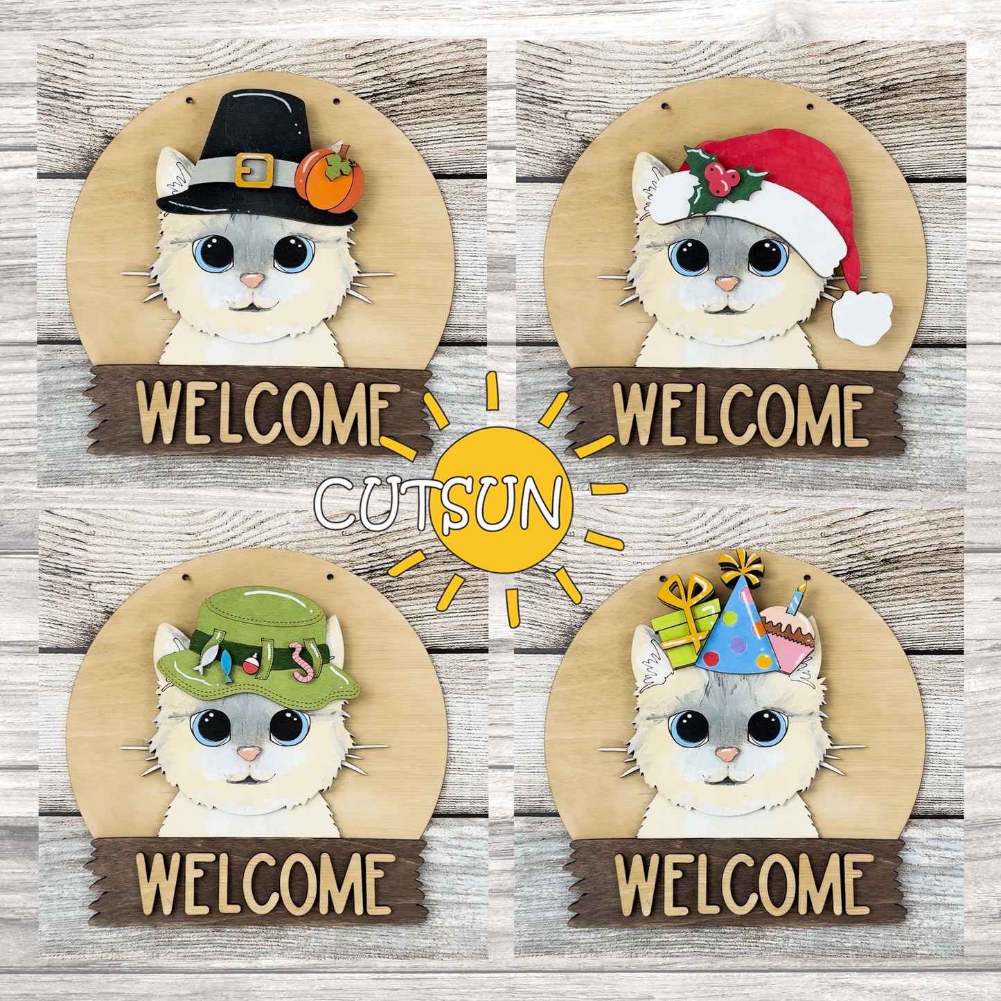 Cat door hanger | Long hair cat svg | Ragdoll Interchangeable door hanger SVG BASE FILE