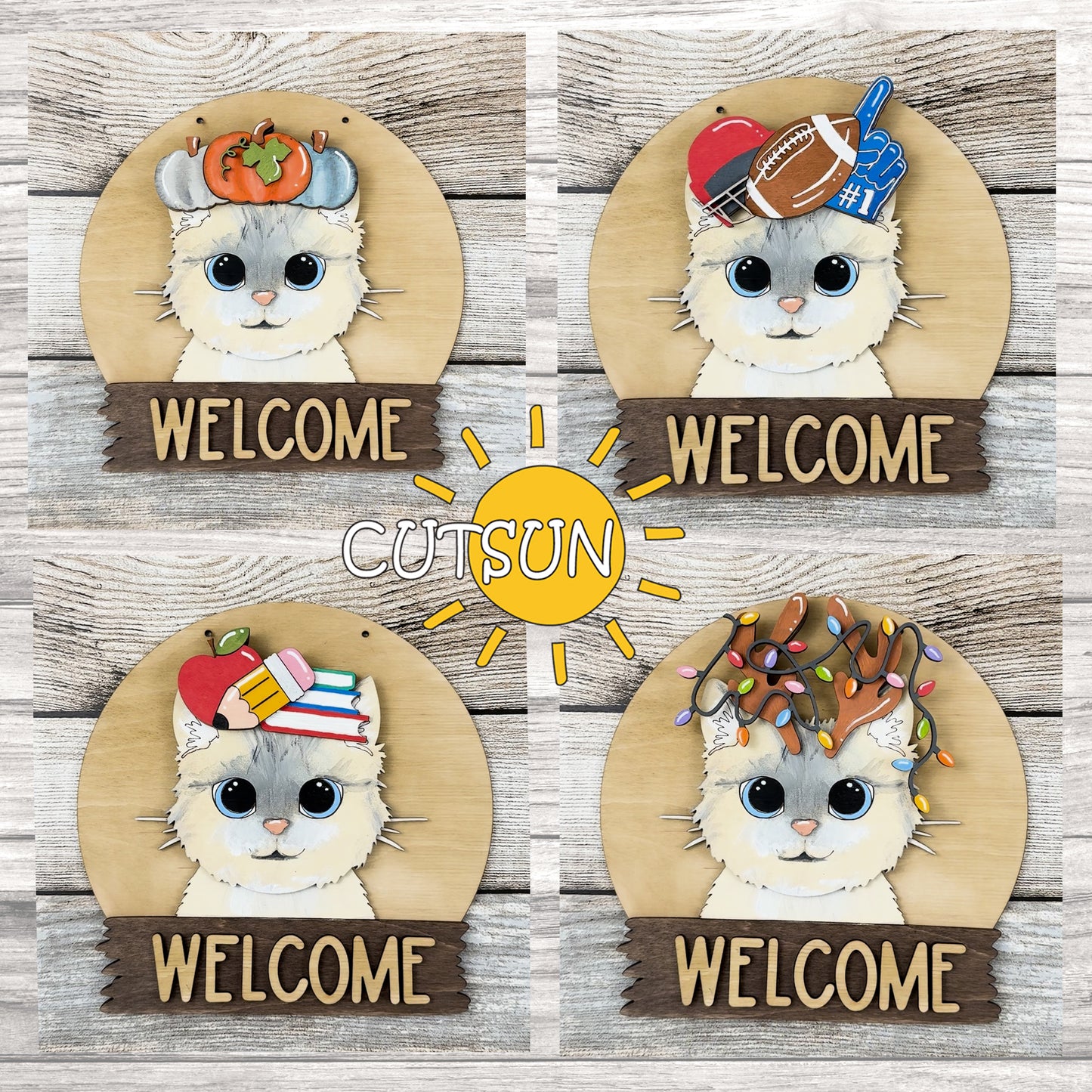 Cat door hanger | Long hair cat svg | Ragdoll Interchangeable door hanger SVG BASE FILE