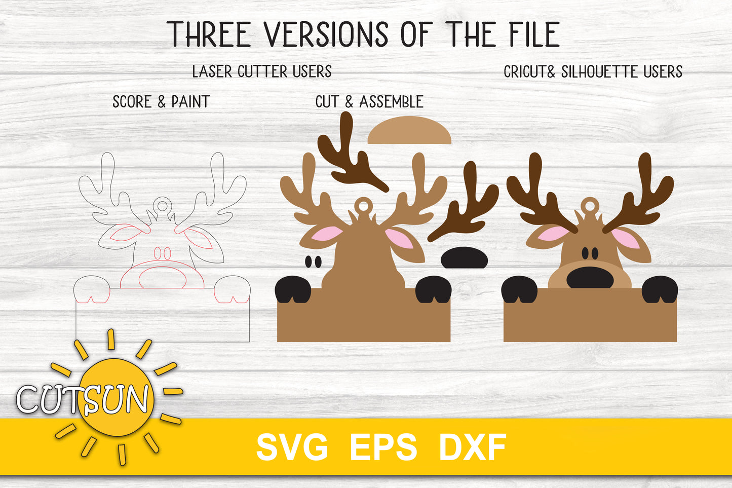 Customisable Reindeer ornament SVG digital download