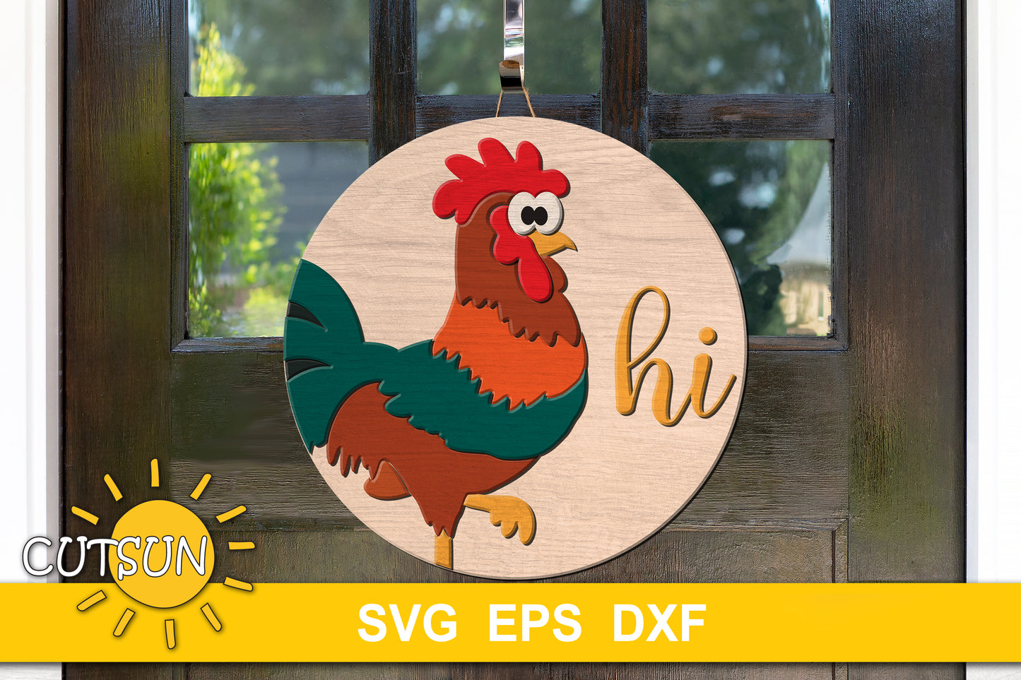 Rooster hi door hanger SVG