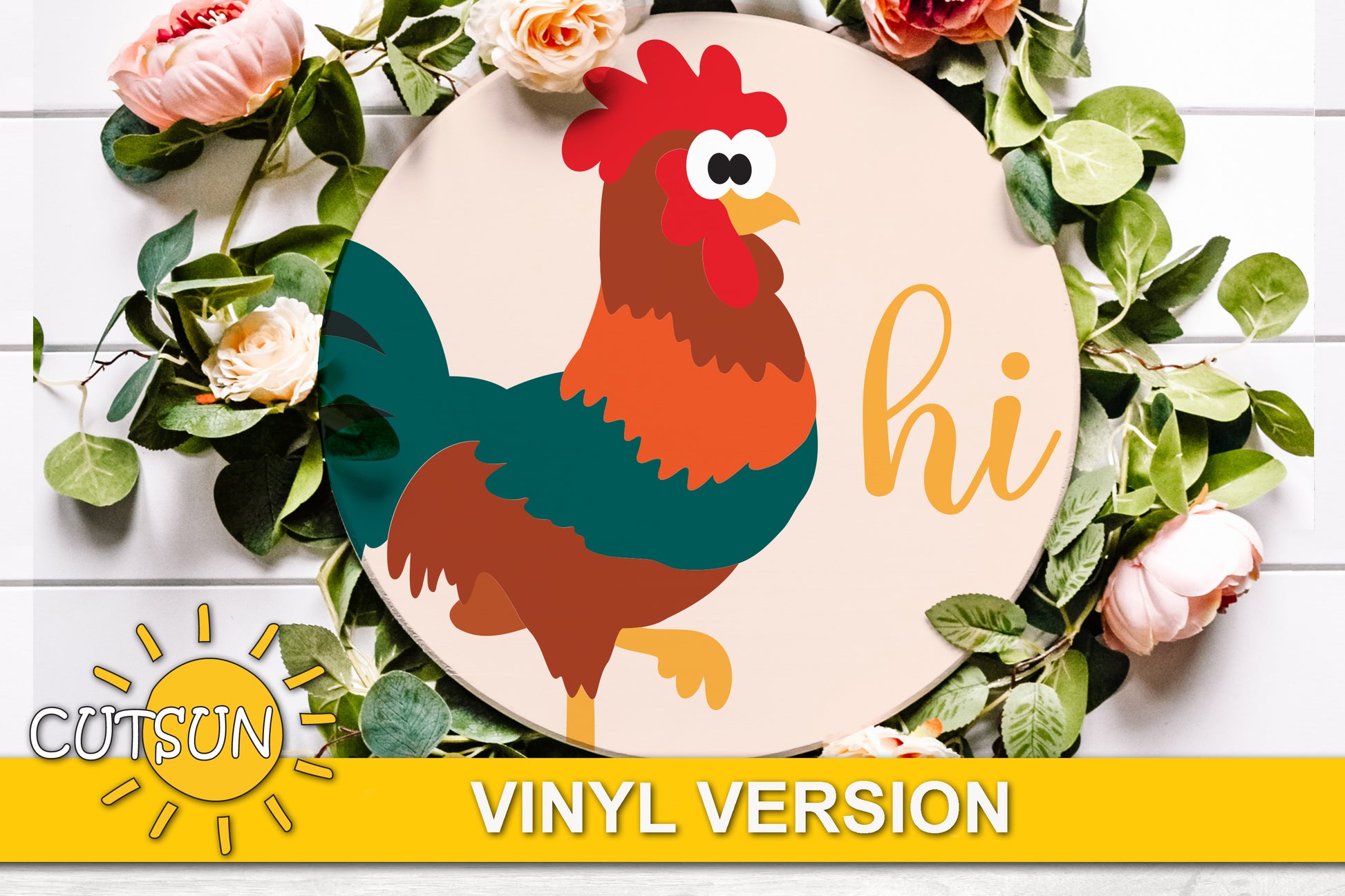 Rooster hi door hanger SVG