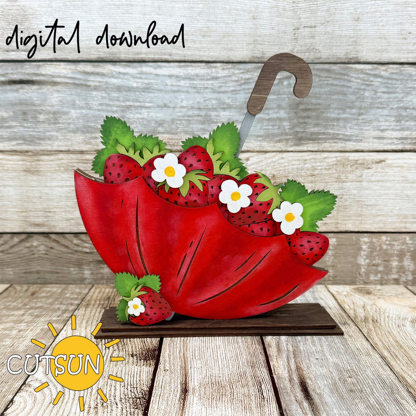 Sweet summer Strawberries SVG Add-on for Interchangeable Upside down umbrella SVG Laser cut file