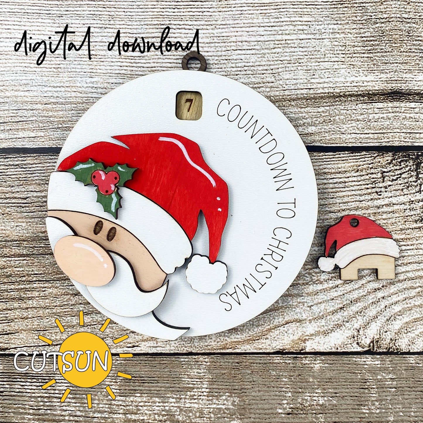 Santa Countdown to Christmas Ornament SVG