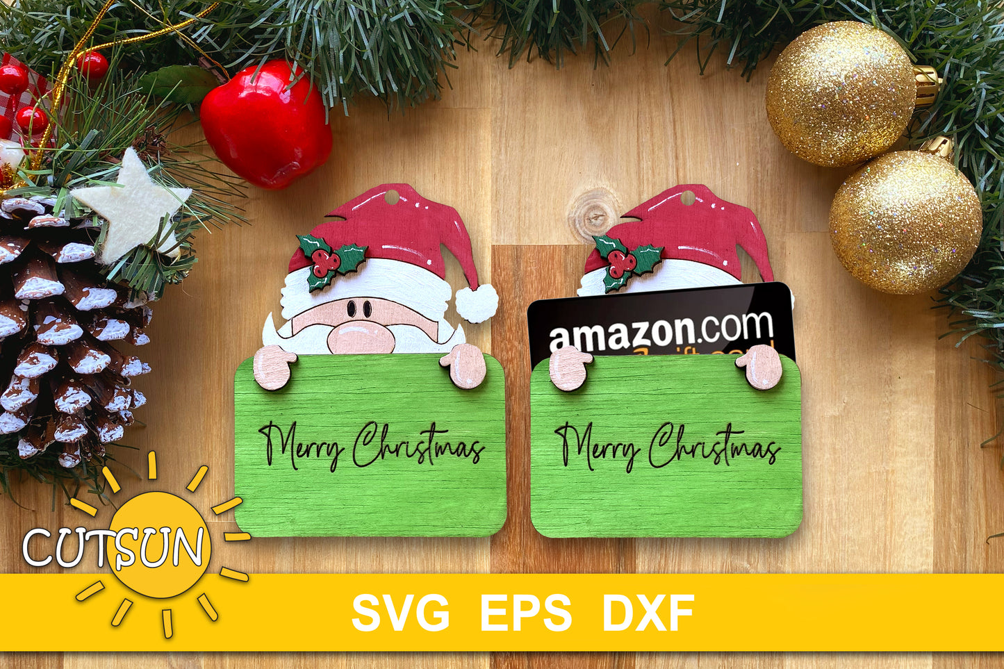 Santa gift card holder SVG | Christmas gift card holder SVG | Laser cut file Glowforge SVG