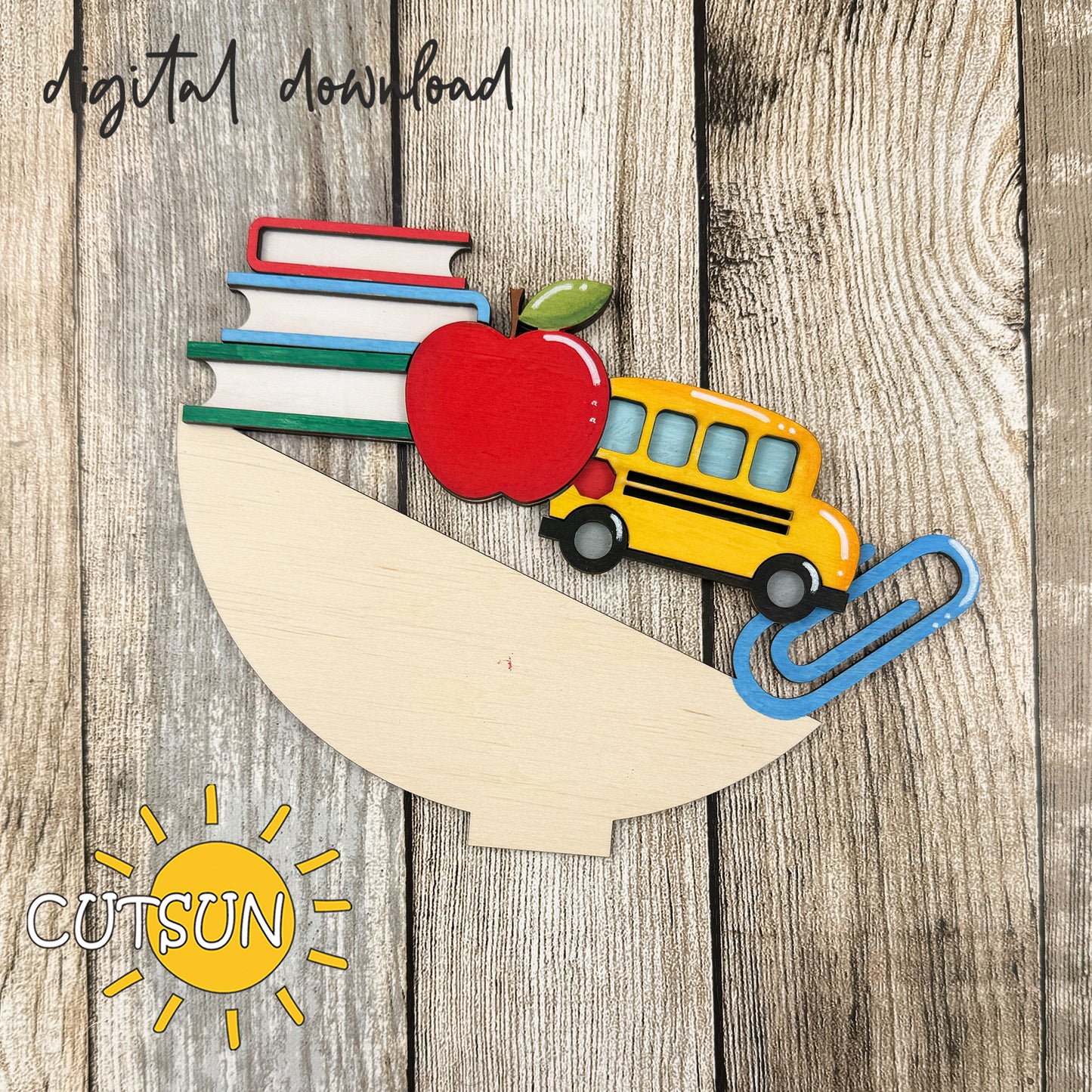 School SVG Add-On for Interchangeable Upside-Down Umbrella Shelf Sitter – Apple & Latte Variants – Laser Cut File