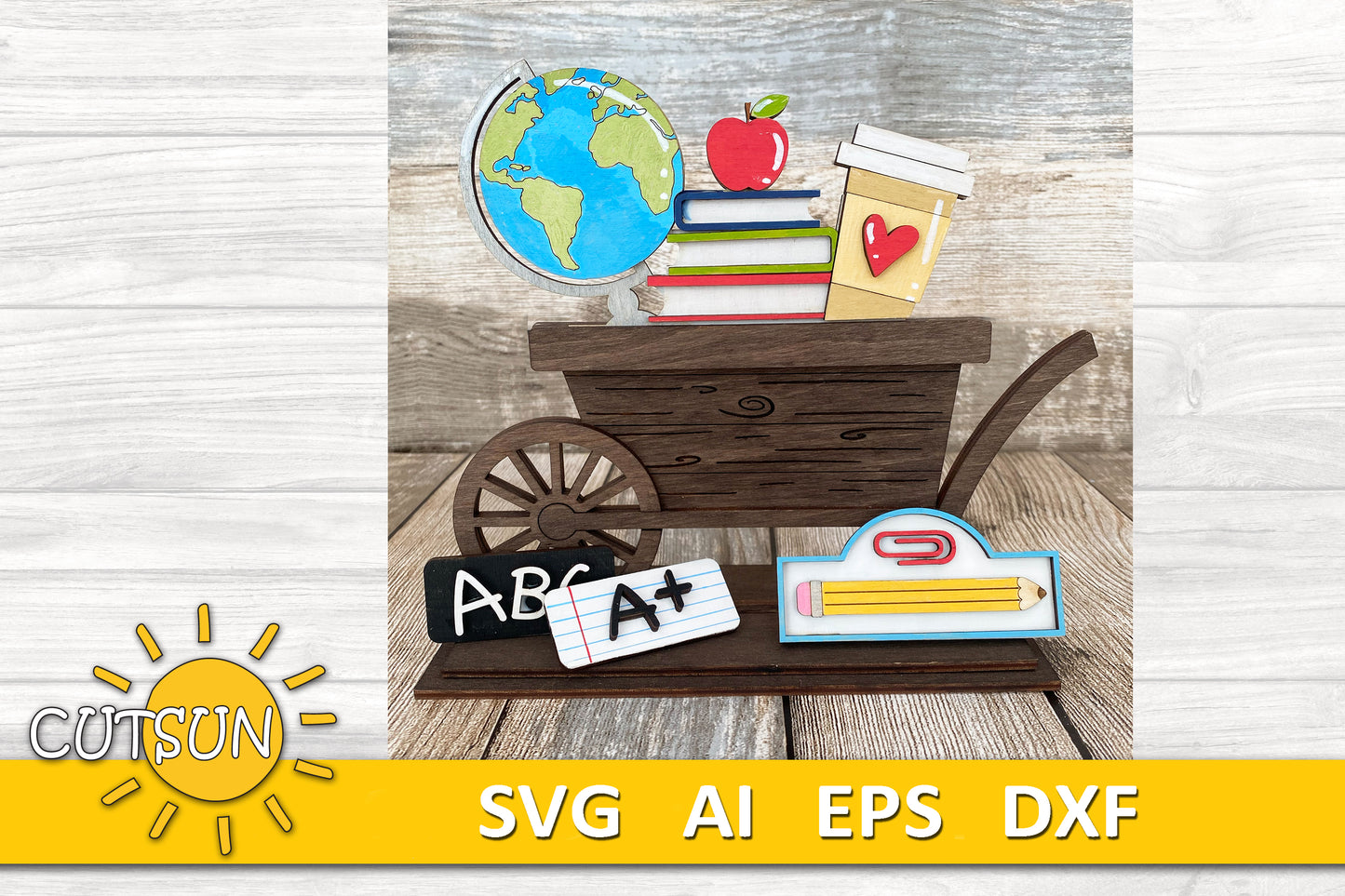 School SVG Teacher Add-on for Interchangeable Farmhouse Truck / Garden Wheelbarrow SVG Back to school svg Laser cut file Glowforge svg