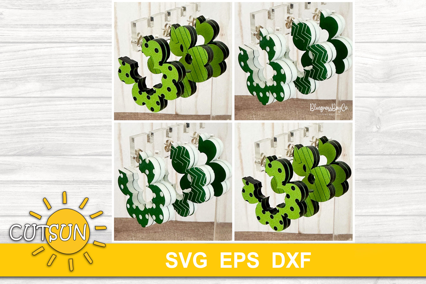 Shamrock hoops St Patrick's day earrings svg bundle