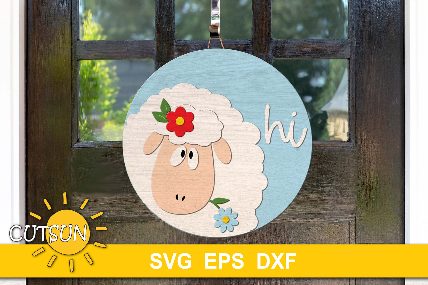Sheep hi door hanger svg