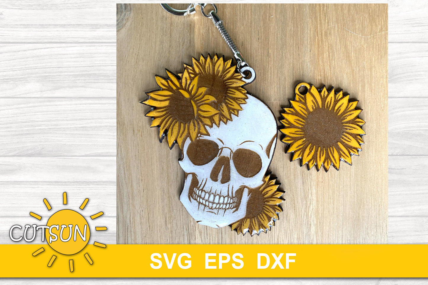 Skull with sunflower charm SVG Skull with sunflower magnet SVG