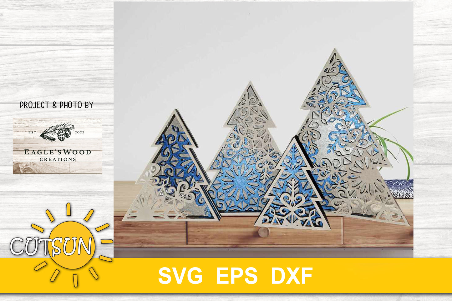 Snowflake Christmas trees svg