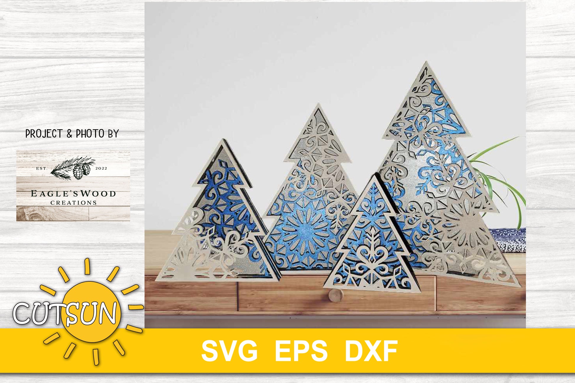 Snowflake Christmas trees svg