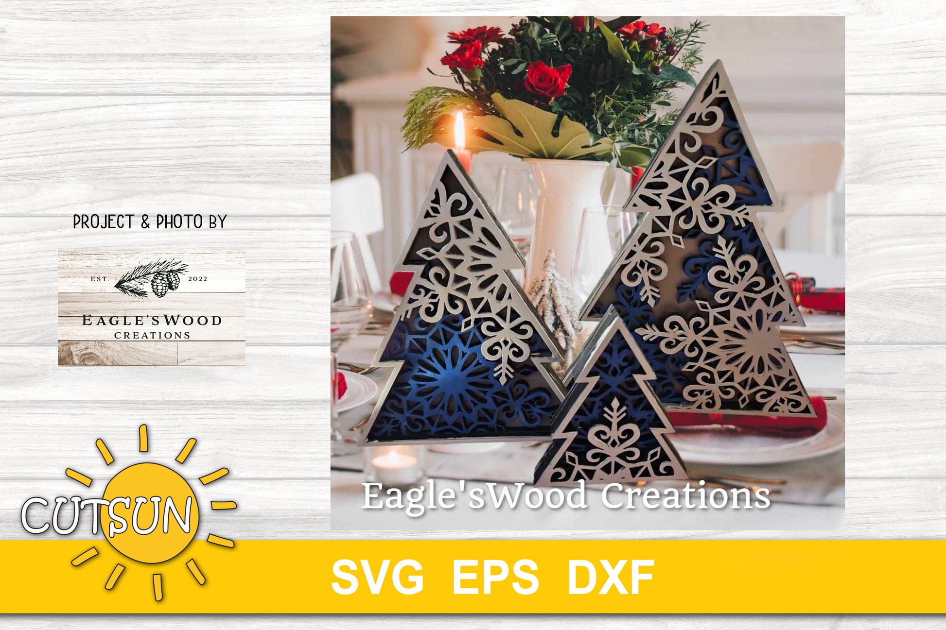 Snowflake Christmas trees svg