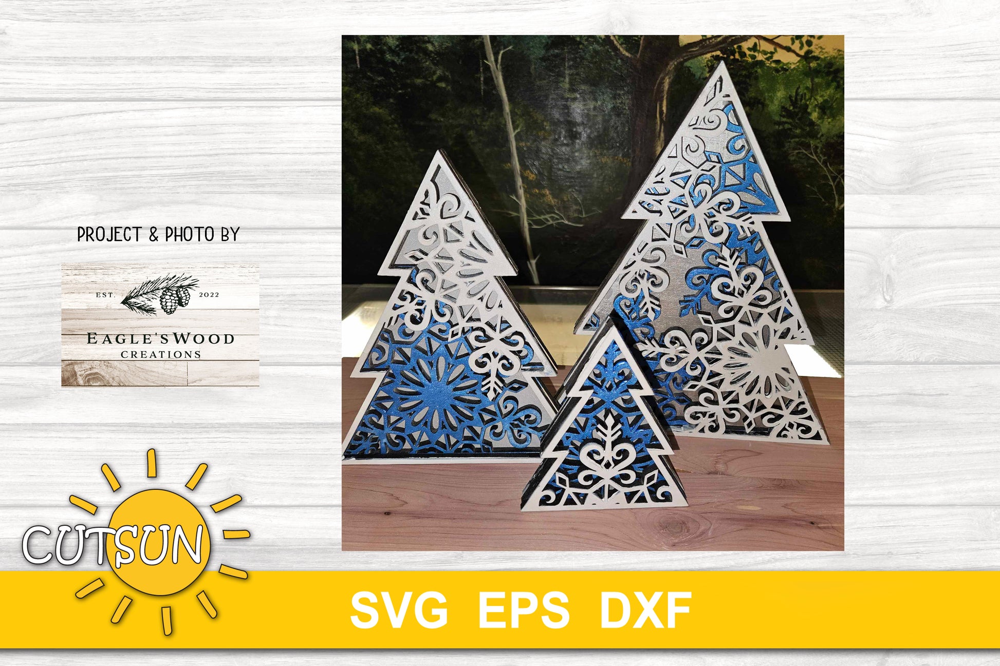 Snowflake Christmas trees svg