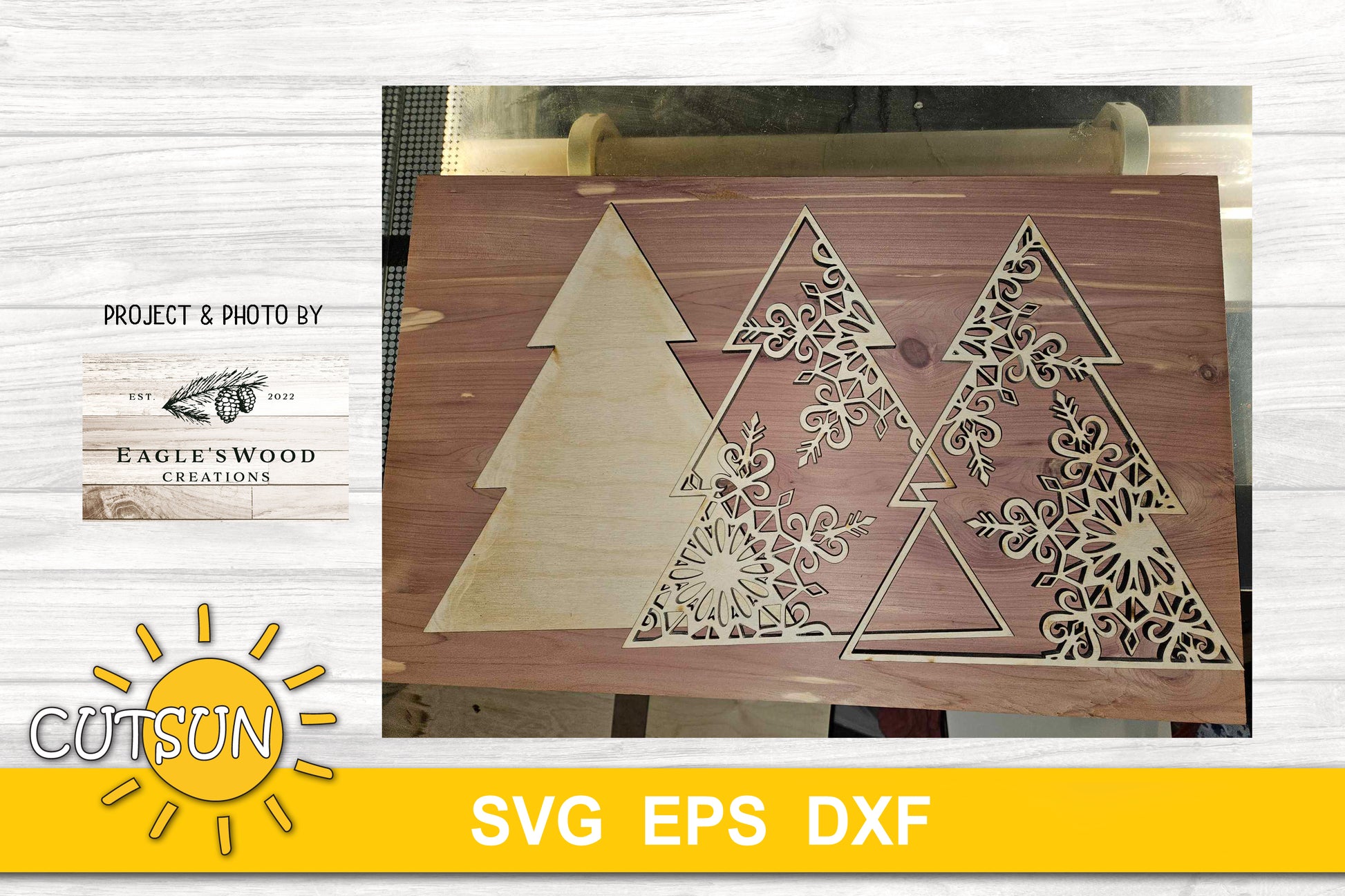 Snowflake Christmas trees svg