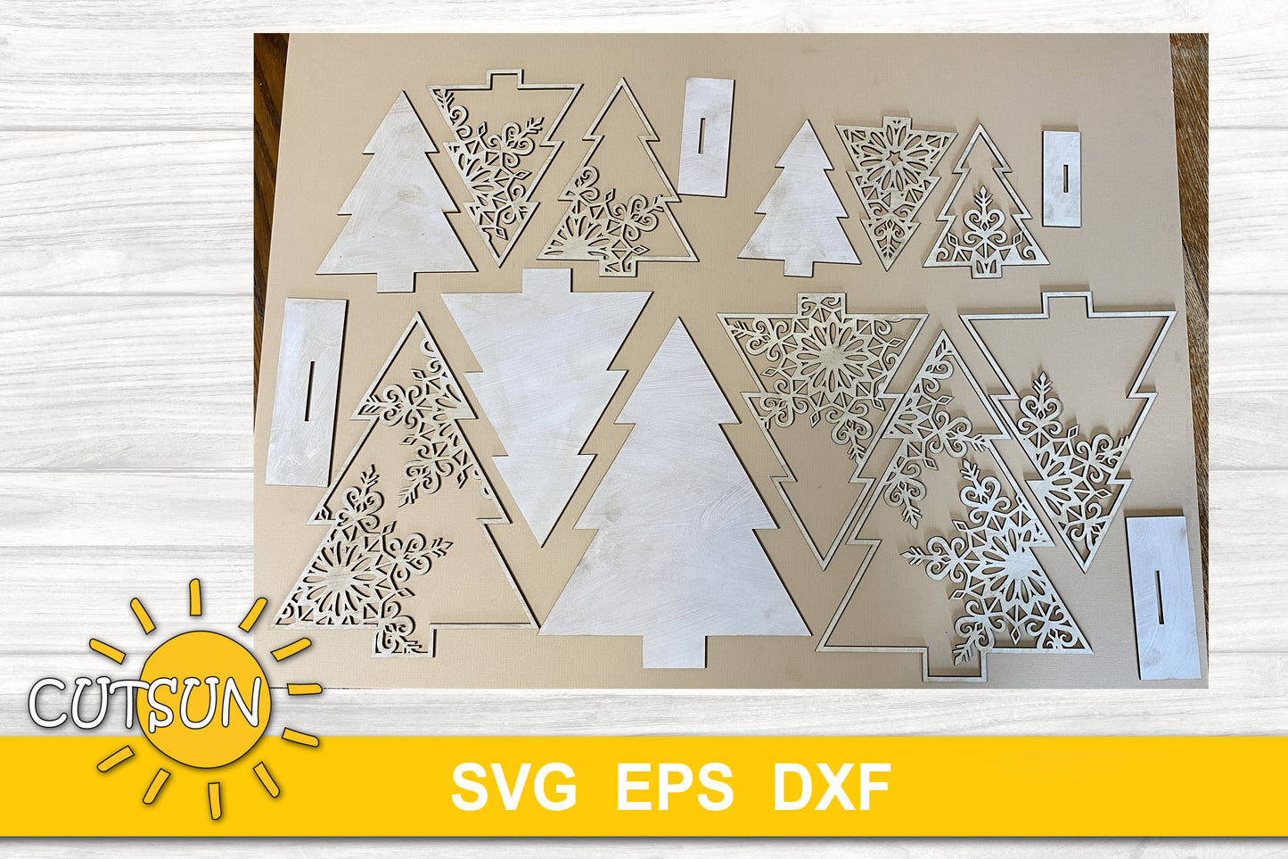 Snowflake Christmas trees svg