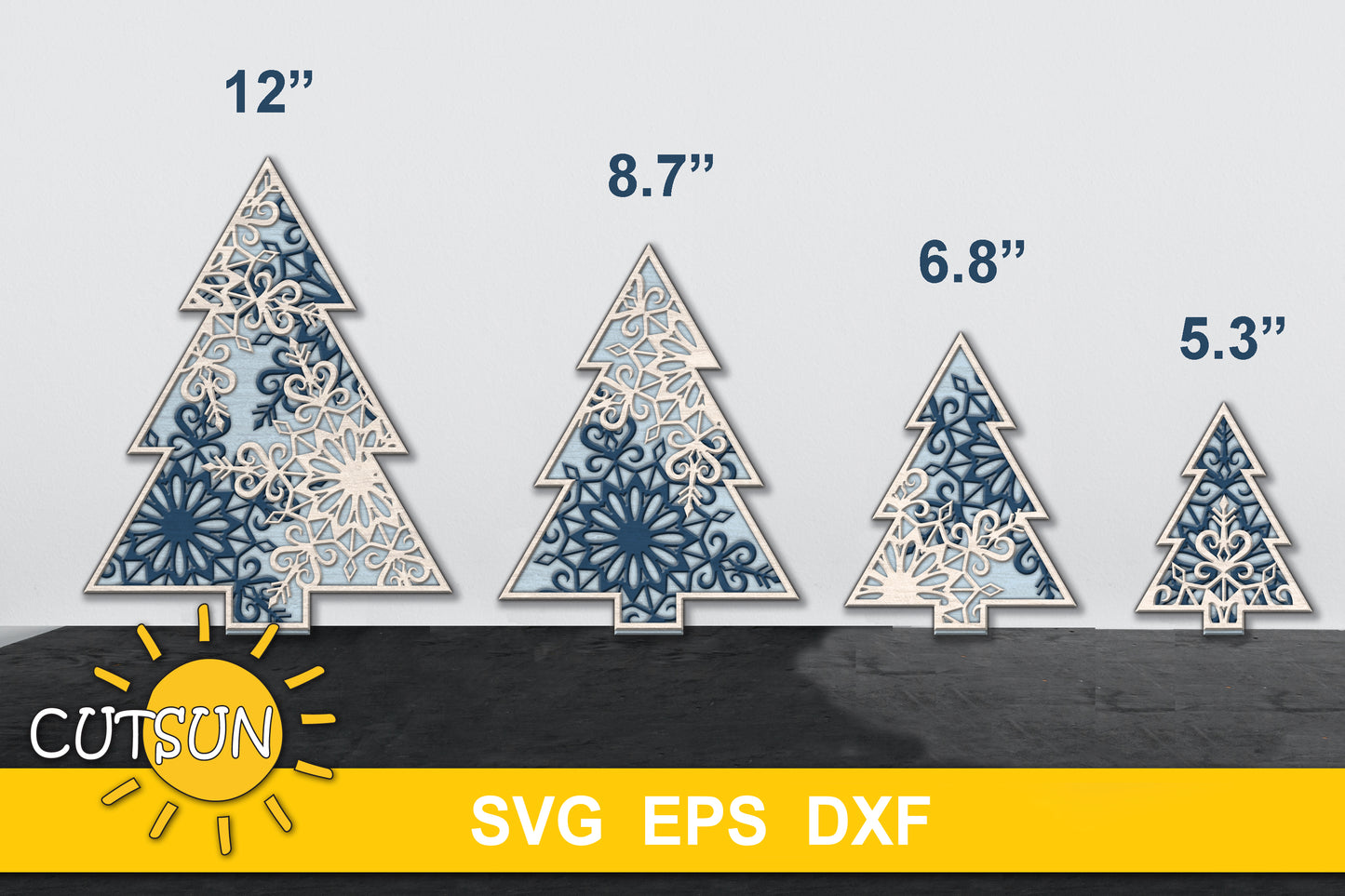 Snowflake Christmas trees svg